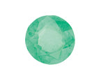 Emerald round gemstone on a white background